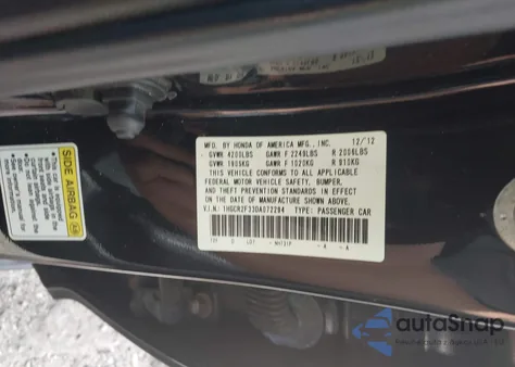 2013 Honda Accord Lx из США, поврежденный, VIN 1HGCR2F33DA072294